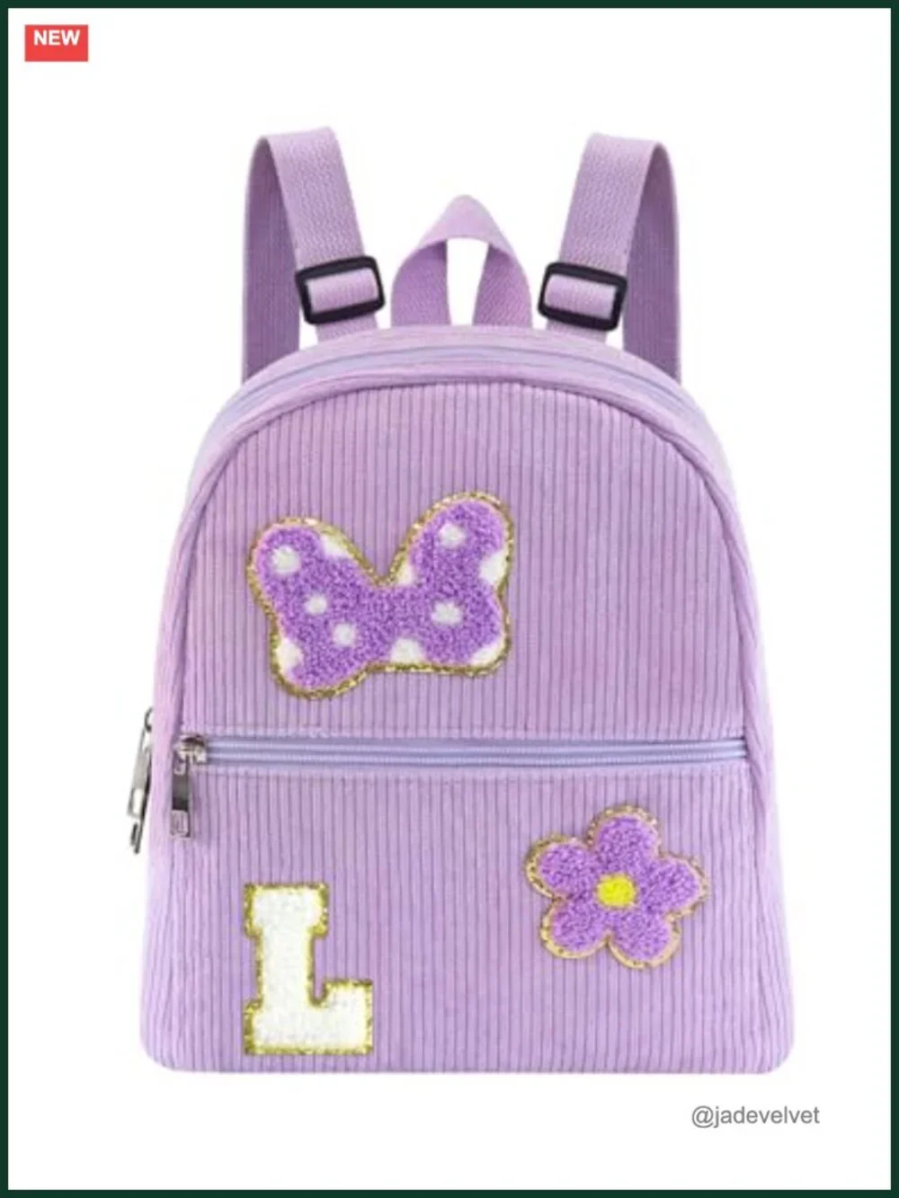Chenille Initial Mouse Bow Corduroy Mini Backpack Toddler Girl Travel Daypack